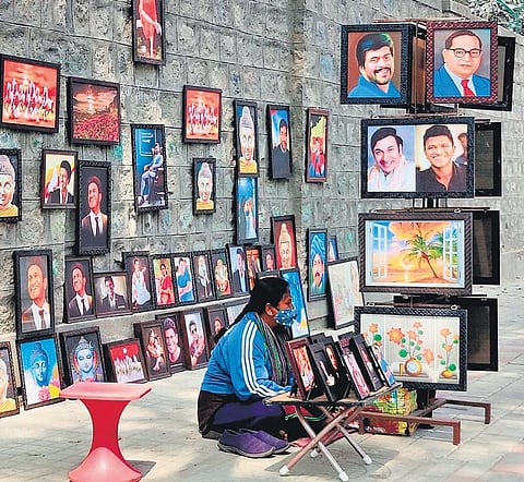 Vijayashanthi Murthy finds Ambedkar’s photos in small stores, roadside shops, big posters on walls and stickers on autorickshaws and clicks them on her phone camera.