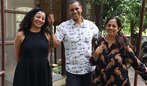 Priya Ramani, Samar Halarnkar and writer Niloufer Venkatraman. (Photo | Special Arrangement)