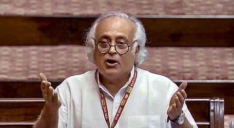 Congress MP Jairam Ramesh speaks in the Rajya Sabha during the special session of the Parliament, in New Delhi, Wednesday, Sept. 20, 2023. (Photo | PTI)