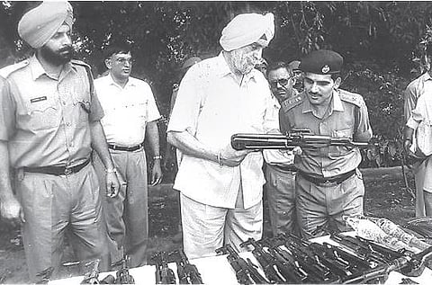 KPS Gill inspects seized firearms from killed terrorists