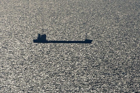 This photograph shows the vessel Resilient Afrika, carrying three thousands tons of wheat, leaving the Black Sea Ukrainian port of Chornomorsk. (Photo | AFP)