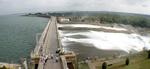 In this file photo,  Water is seen gushing into river Cauvery after its release from KRS dam in Mysore, Karnataka. (File Express Photo)