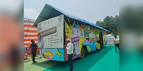 City buses in MP's Jabalpur being repurposed to serve as river-side changing rooms for women