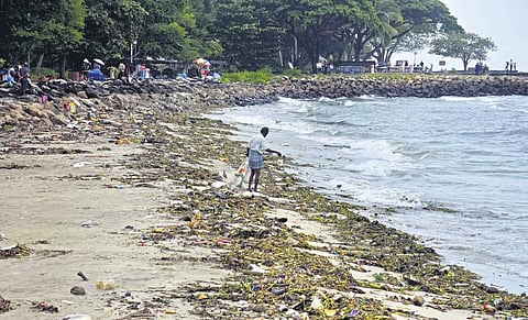 Lack of regular cleaning has made the Fort Kochi beach shabby, despite attracting numerous tourists everyday | A Sanesh