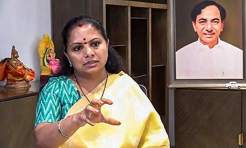 BRS leader K Kavitha speaks during an interview, in Hyderabad, Thursday, Sept. 28, 2023. (Photo | PTI)