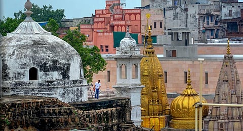 FILE - Archaeological Survey of India (ASI) team member during scientific survey at the Gyanvapi mosque complex, in Varanasi. (Photo | PTI)