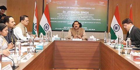 Union Minister of State for Personnel Jitendra Singh on Friday launched the Intelligent Grievance Monitoring System (IGMS) 2.0 public grievance portal (Photo | Twitter)
