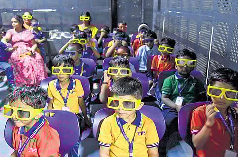 The 4K theatre has a capacity to seat 60, said planetarium officials, and is the newest addition to the existing features such as the 3D theatre and evolution park | mk ashok kumar