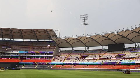 A view of Rajiv Gandhi International Stadium in Uppal, Hyderabad. 