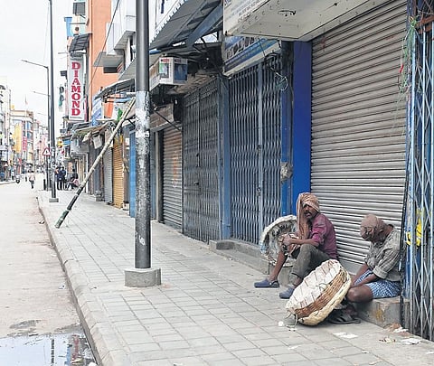 Shops on Avenue Road remain closed during the K’taka bandh in Bengaluru on Friday