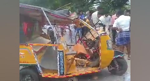 The auto mishap in Sathya Sai district, in which three persons were killed. (Photo | Express)