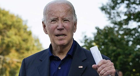 US President Joe Biden speaks to members of the media after attending Mass at St. Edmond Roman Catholic Church in Rehoboth Beach, Del., Sunday, Sept. 3, 2023. (Photo | AP)