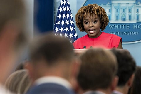 White House press secretary Karine Jean-Pierre, answers a question from the media in the briefing room of the White House, Sept 6, 2023, in Washington. (Photo | AP)