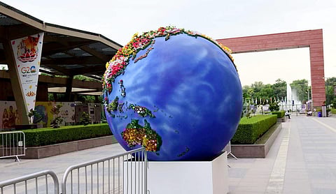 'Bharat Mandapam' ahead of the upcoming G20 Summit, at Pragati Maidan in New Delhi, Wednesday, Sept. 6, 2023. (Photo | PTI)