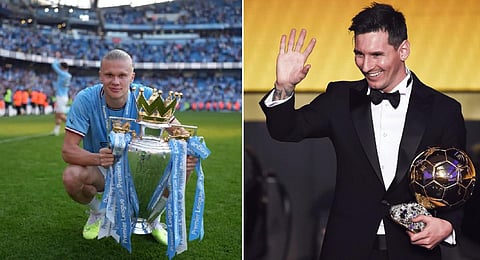 Lionel Messi and Erling Haaland. (Photo | Twitter)