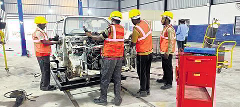 Staff working at Hindustan Recycling Hub in Guntur | Express