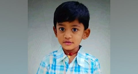 Four-year-old Mithun Reddy,  who was swept away after falling into a nala at NRI Colony. (Photo | Express)