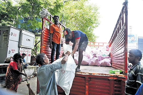 Residents of NSK nagar in Arumbakkam are being relocated to Thailavaram, near Maraimalai Nagar. (Photo | P Ravikumar)