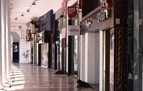 A deserted view of Connaught place market ahead of G20 summit. (Photo | Parveen Negi)