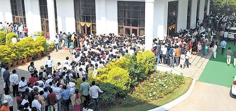 Thousands queue to attend the ``Praja Dharbar as invited by the Chief Minister