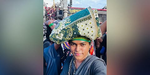 The first-ever ‘transgender woman’ to complete the Sabarimala Ayyappa darshan, Riyana Raju. (Photo | Express)