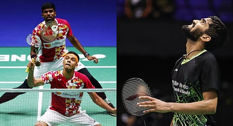 India's Satwiksairaj Rankireddy, Chirag Shetty and Kidambi Srikanth. (Photo | India_AllSports X)