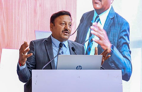 Chief Election Commissioner Rajiv Kumar speaks during a two-day conference of Chief Electoral Officers of all states/UTs, in New Delhi, Thursday, Jan. 11, 2024. (Photo | PTI)