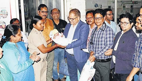 Baby girl Bijayini being discharged from VIMSAR on Thursday |