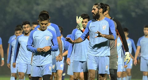 India faces an uphill task as they have been clubbed with Australia, Uzbekistan and Syria in Group B. (Photo | Indian Football Team X)
