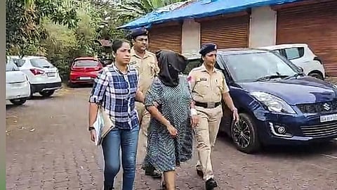 File photo of Suchana Seth, CEO of Bengaluru-based The Mindful AI Lab, who is accused of killing her son, being brought to Mapusa Court in North Goa.