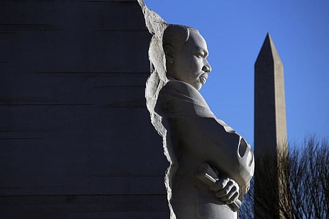 FILE - -The Martin Luther King Jr. Memorial with the Washington monument in the background on January 29, 2019.