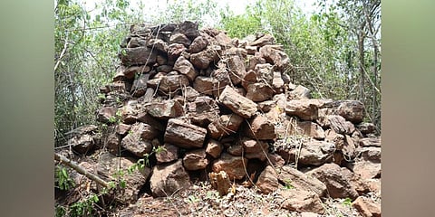 Remains of the Buddhist stupa. (Photo | Diana Sahu)