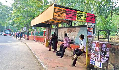A bus stop with inadequate facilities near Museum. (Photo | B P Deepu)