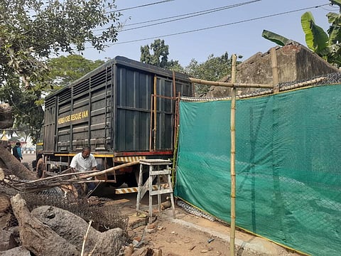 Deer being shifted to Chandaka Wildlife Sanctuary in the herbivore rescue van | Express