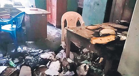 Charred documents strewn inside WAT CO office in Berhampur | Express