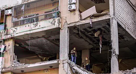A view of the building that was hit by a drone strike attributed to Israel targeting Hamas deputy leader Saleh al-Aruri in the southern suburb of Beirut. (Photo | AFP)