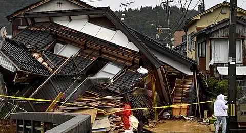 Japanese rescuers struggled with heavy rain, and aftershocks following a powerful earthquake that killed at least 73 people and left tens of thousands without power or running water.(Photo | AFP)