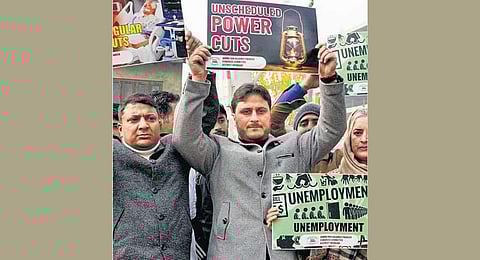 People protest against power shortage in Jammu and Kashmir. (File photo | PTI)