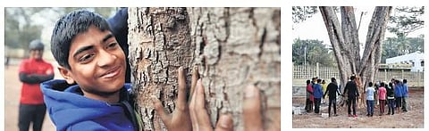 Sainikpuri residents during the ‘Chipko Movement’ in the Sainikpuri park area on Sunday | Sri Loganathan Velmurugan