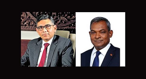 Indian High Commissioner to Maldives Munu Mahawar and  Maldives High Commissioner in Delhi, Ibrahim Shaheeb.