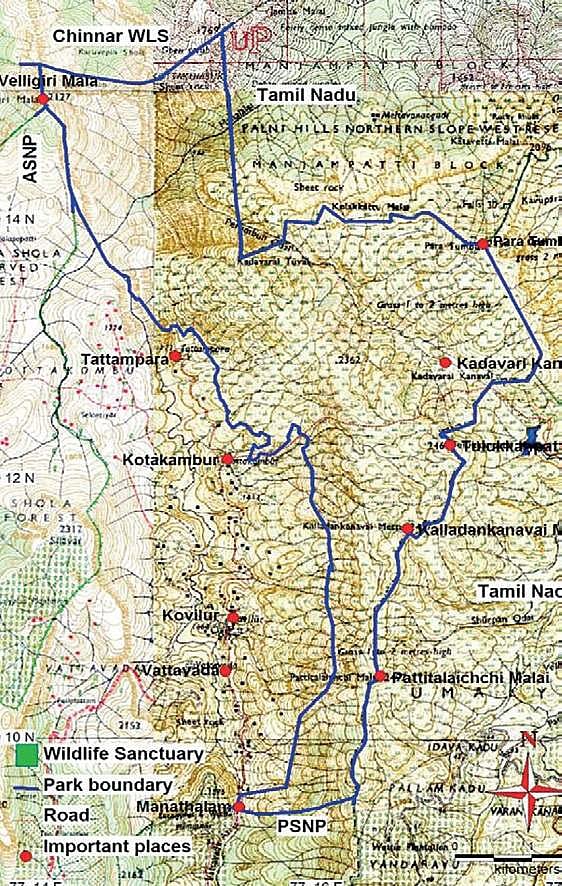 Kurinjimala on a topo sheet
