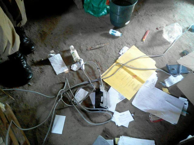 Vandalised polling station in Nagaland. (EPS)