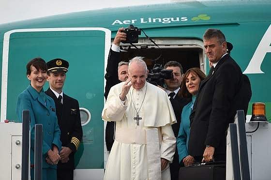 Pope Francis waves as he leaves from Dublin Airport back to the Vatican putting an end to his visit to Ireland, Sunday, Aug. 26, 2018. (Photo | AP)