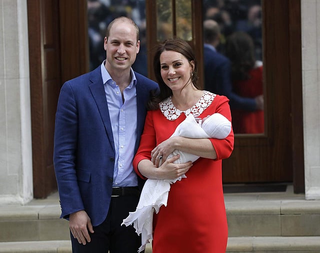 Britain's Prince William and Kate, Duchess of Cambridge pose for a photo with their newborn baby son as they leave the Lindo wing at St Mary's Hospital. (Photo | File)