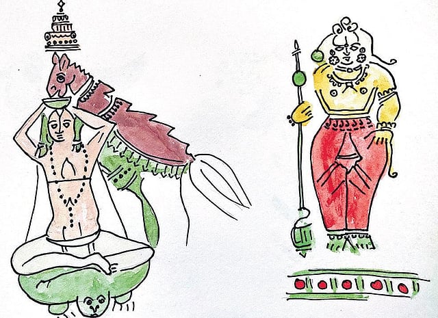  illustrations of Saint Vadiraja and Udupi Krishna, by Bindu Gopal Rao
