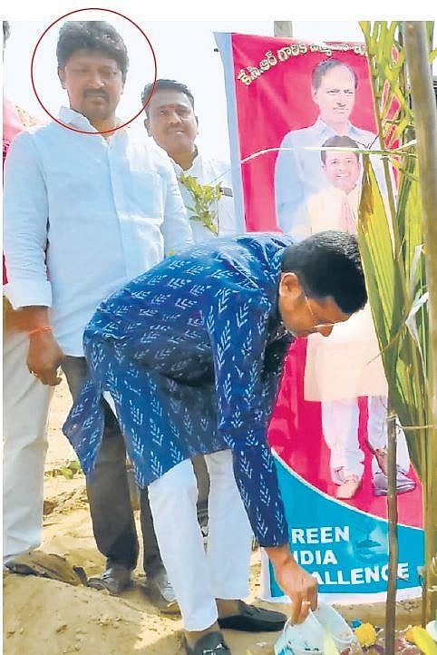 Kunta Srinivas participates in the Koti Vruksharchana programme in Manthani on Wednesday morning, the day the advocate couple was murdered