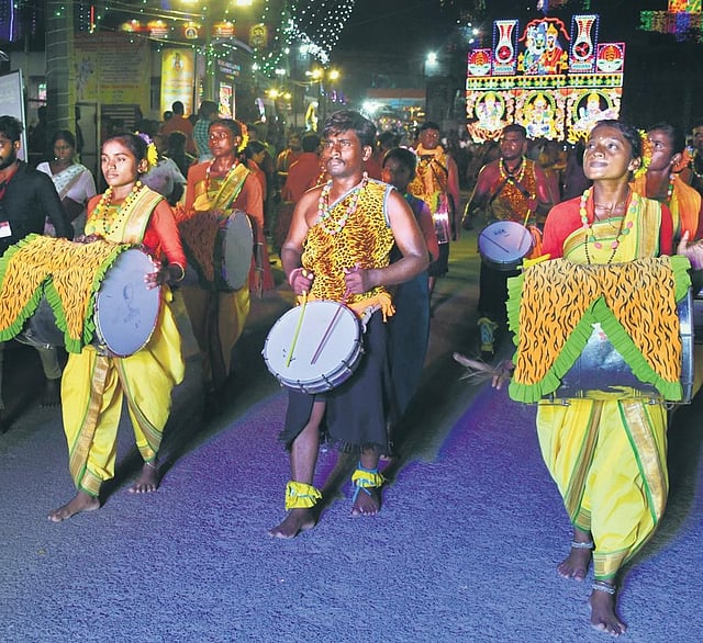 Cultural performances during a procession on Tuesday | Prasant Madugula