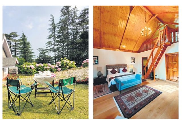 A bedroom at the property; Sit-out in the backyard