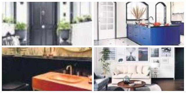 From left to right: Foyer, Kitchen, Power Room, The Burgundy Room