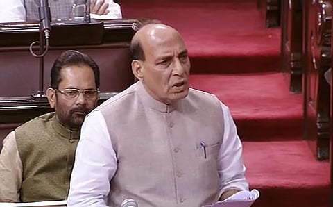 Union Home Minister Rajnath Singh speaks in the Rajya Sabha in New Delhi on Friday Aug 3 2018.  (Photo | PTI)